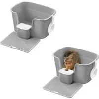 FEANDREA Katzentoilette Katzenklo extragroße, für große Katzen, mit hohen Seitenwänden, Schaufel