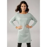 Laura Scott Longpullover Feinstrick mit U-Boot Ausschnitt und seitlichem Schlitz