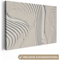 OneMillionCanvasses® Leinwandbild Abstrakt - Kunst - Linien - Weiß, Fotodruck (1 St), Leinwand Bilder Klein, Wand Dekoration Aesthetic 30x20 cm