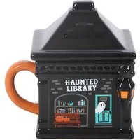 Something Different Tasse Haunted Library Keramik Tasse mit Deckel Geister Becher Bibliothek