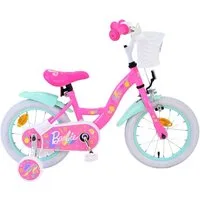 Volare Kinderfahrrad 14 Zoll Kinder Mädchen Fahrrad Mädchenfahrrad Rad Barbie 31454-SACB, 1 Gang, Rücktrittbremse, Korb,Stützräder,Kettenschutz, Schutzbleche
