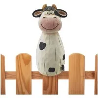 Annastore Dekofigur Zaunfigur Kuh aus Terracotta - Zaunhocker - Tierfigur für Zaun, Garten Deko, Outdoor Dekoration