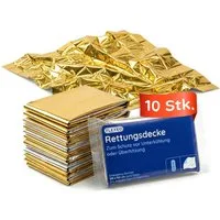 FLEXEO Erste-Hilfe-Set Rettungsdecken, (10 St), Rettungfolie gold/silber Erste-Hilfe-Decke