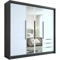 A&J MöbelLand GmbH Drehtürenschrank VIVO mit integrierten Schubladen (Geräumiger vier¬türiger Kleiderschrank mit Schubladen und Metallgriffen. Geräumiger Schrank mit einer Breite von 200 cm und Schubladen, ideal zur Aufbewahrung von Kleidung und Acce
