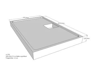 Neuesbad Wannenträger für Bette superflach 160x100x3,5 SD22800