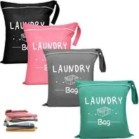 Agger Wäschesack 4er Set Reise-Wäschebeutel – Leichte Nassbeutel für Kleidung, 38×48cm (4 St), faltbare Wäschesäcke für Reisen, Camping, Schwimmen & Urlaub