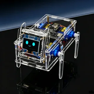 Smart AI Voice Electronic Biomimetic Mechanical Dog 2.4G Control Graphical Programming HXFB Visual Robotic Dog DIY Kit w