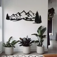 WoodFriends Wandbild aus Holz Berge Holzschild zum Aufkleben Berglandschaft Deko, Wandkunst Geburtstagsgeschenk Bergsteiger Wander Bergsport Klettern