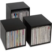 Cubix Aufbewahrungsbox cubix-CD-Boxen schwarz, 3 Aufbewahrungs-Boxen aus Holz für 40 CDs.