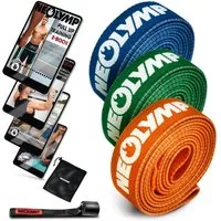 NEOLYMP Trainingsband Widerstandsbänder für Muskelaufbau - Resistance Bänder, Baumwolle, mit E-Book, Waschbar, Sanft zur Haut, Rutschfest, Fitness