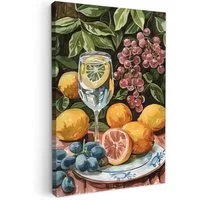 OneMillionCanvasses® Leinwandbild Stilleben - Zitrone - Obst - Sommer - Vintage, Fotodruck (1 St), Wandbilder für Esszimmer, Wanddeko Bilder Küche, 20x30 cm
