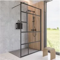 Schulte Walk-in-Dusche Alexa Style 2.0 Duschwand 90-140x200 cm, Sicherheitsglas, (1 tlg), Dekor Atelier 1 schwarz