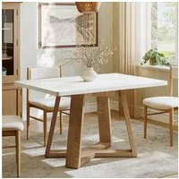 Tribesigns Esstisch 120 x 80 cm für 4-6 Personen, Moderner Küchentisch mit Holzbeinen (Rechteckiger Esstisch für Küche, Esszimmer und Kleine Räume), Esszimmertisch in Weiß und Holzoptik