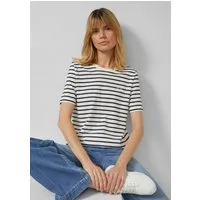 s.Oliver Kurzarmshirt T-Shirt Gestreiftes Jersey-T-Shirt mit Herz-Stickerei