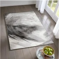 TaCa Home Teppich Designer Kurzflor Teppich Moderne Kunst, rechteckig, Höhe: 12 mm, Wohnzimmer Schlafzimmer Esszimmer, Circle Grau - 80 x 140 cm