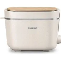 Philips Toaster HD2640/10 Eco Conscious Collection, 2 kurze Schlitze, für 2 Scheiben, 830 W, Aufwärm- und Auftaufunktion, biobasierter Kunststoff, Seidenweiß matt