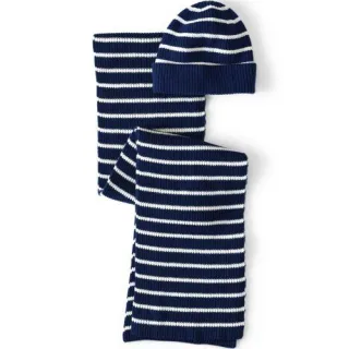 Unisex Schal-/Mützen-Set Drifter, Damen, size: regular, Blau, Baumwolle, by Lands' End