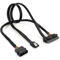 Poppstar Sata 3 Datenkabel und Stromkabel 4-Pin auf 15-Pin Sata Computer-Kabel, 4-Pin auf 15-Pin Sata, 50cm Dualkabel für Daten und Molex zu S-ATA Stromadapter