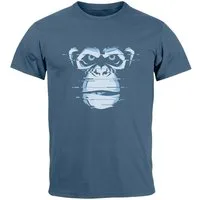 Neverless Print-Shirt Herren T-Shirt Brustprint Affe Motiv Digital-Art Aufdruck Printshirt mit Print
