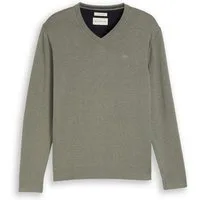 TOM TAILOR V-Ausschnitt-Pullover mit kleiner Logo-Stickerei