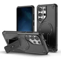 Wigento Handyhülle MagSafe Armor für Samsung Galaxy S26 Ultra mit Halterung Schwarz 6,9 Zoll, MagSafe, Ringhalter, Standfunktion