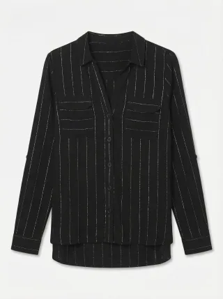 VERO MODA - VMBUMPY LS GLITTER SHIRT WVN NOOS Black - Gr. - M