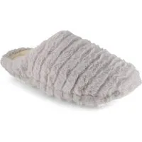 Fluffys Veluna Damen Pantoffeln, hellgrau, warm, weich Hausschuh
