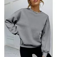 RMK Rundhalspullover Damen Pulli Pullover Hoodie Oversize Loose Fit Basic Einfarbig in Unifarbe