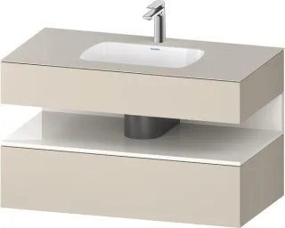 Duravit Qatego Einbauwaschtisch mit Konsolenwaschtischunterbau Taupe Supermatt 1000x550x600 mm - QA4 QA4786022830010