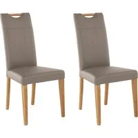 Home affaire Esszimmerstuhl Roberta (Set, 2 St), mit Bezug aus Echtleder und Gestell aus Eiche Massivholz