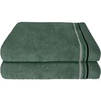Schiesser Duschtücher Skyline Color aus 100 % Baumwolle mit eleganter Streifenbordüre, Frottier (Set, 2-St), MADE IN GREEN by OEKO-TEX®