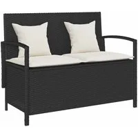 vidaXL Gartenbank Gartenbank mit Stauraum und Kissen Schwarz Poly Rattan (1-St)