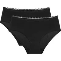 Triumph Midislip Feel Of Cotton (2er Pack) weich, ohne Seitennaht, schmales Spitzenband