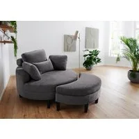 ATLANTIC home collection Loveseat Ravi Sessel, B: 114 cm, Sitzhöhe: 42 cm, XXL- Sessel, mit Stauraumhocker, Rückenstütze & 4 Zierkissen
