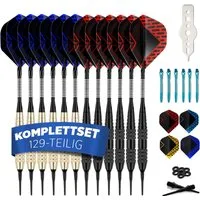 DartPro Dartscheibe elektronisch - für Profis -, (129 teiliges Set mit 12 Dartpfeilen und Zubehör ohne Dartscheibe), 12 Pfeile für E-Dartboard