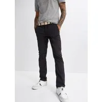 bonprix Chinohose aus Baumwolle und Elasthan, mit Komfortbund und Gürtel, Regular Fit