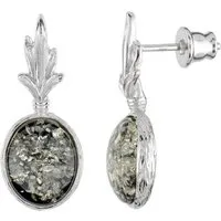 Cavill Ohrring-Set Grüner Bernstein 1,9 ct Ohrringe, Oval Cabochon, 925 Silber, filigran (2-tlg)