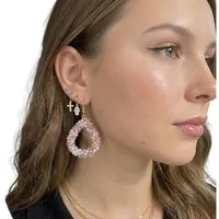 NEXORA Perlenohrringe Perlenohrringe Damen Boho Statement Tropfen Ohrringe (Paar, Paar), Perlenoptik, Tropfenform, goldfarbene Ohrhaken, leicht, elegant