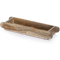 Marrakesch Orient & Mediterran Interior Dekotablett Vintage Serviertablett Ralio handgefertigt aus Holz in Natur 40 cm (1 St), Handarbeit
