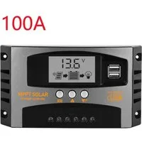 PFCTART Solarladeregler MPPT PV-Panel-Laderegler mit Display, 40A/100A, Set, 1-St., Geeignet für LiFePO4-Batterien, Lithiumbatterien usw, 5-facher Schutz gegen Strom- und Ladeschäden