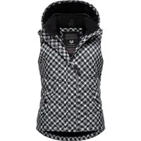 Ragwear Steppweste Hesty Print Weste mit abnehmbarer Kapuze und Hahnentritt Muster