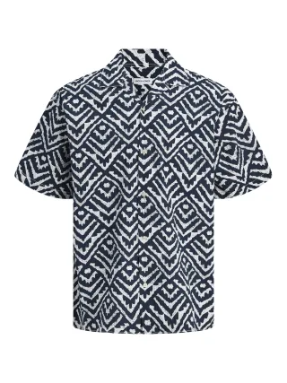JACK&JONES - JJMILO SEERSUCKER RESORT SHIRT SS Sky Captain - Gr. - XL