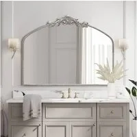 G-LEAF Spiegel Wandspiegel/Ganzkörperspiegel im Barockstil, mit Perlenverzierung (1-St), mit verschlungenen Mustern, 102×76cm, Vintage-Silber