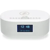 AIC AIC 18DAB Weiß Radio (Radiowecker DAB mit Ladefunktion Bluetooth QI Funktion USB Dual Alarm)