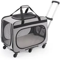 LuxusKollektion Tiertransportbox Transportbox Katze Hund bis 20 kg faltbar mit 6 Rollen