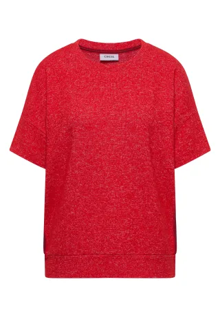 CECIL - Dropped Shoulder Shirt mit Rundhals und Tape flame red melange - Gr. - XL