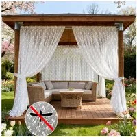 Sunicol Vorhang Floraler Outdoor Vorhang, Moskitonetz mit Kederband, Blumenmuster (2 St), Mesh-Gardine für Nsektenschutz Pavillon, Terrasse, Balkon