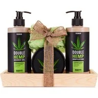 BRUBAKER Pflege-Geschenkset Dusch- und Badeset mit Minze & Aloe Vera Duft, 5-tlg., Hanf Beautyset, Geschenk Set für Frauen, Damen Pflegeset