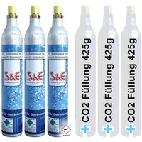 BlueCraft CO₂-Zylinder CO2-Kartusche Soda 425g für je bis zu 60 Liter Sprudel Wasser, 3 St., abgefüllt in Deutschland - geeignet für SodaStream Wassersprudler