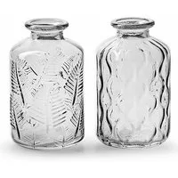 Annastore Dekovase 12 x kleine Vasen aus Glas Vintage - Blumenvasen (Tischvasen, Glasvasen, Dekoflaschen), H 10 cm - Ø 6 cm, Glasflaschen, Glasfläschchen, Deko-Flaschen